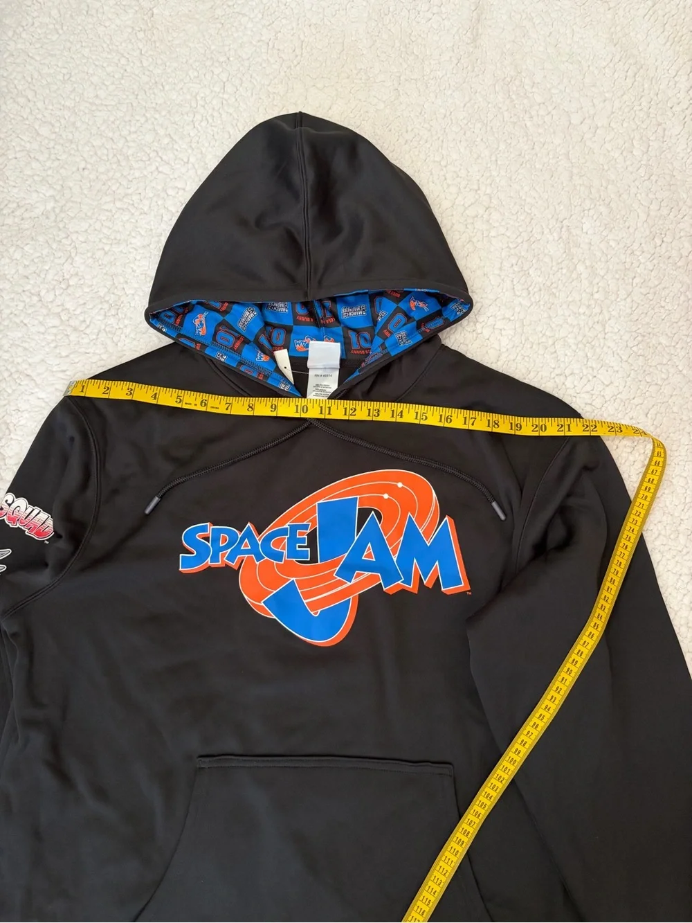 CHAMPION SPACE JAM HOODIE SWEATSHIRT BLACK LARGE
